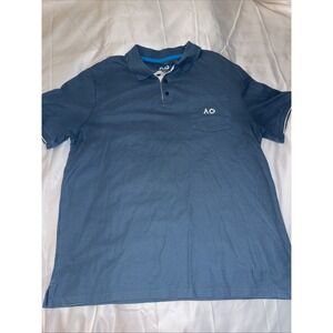 Mens Australian Open Tennis Polo Top Shirt Size XL Blue Short Sleeve Collared
